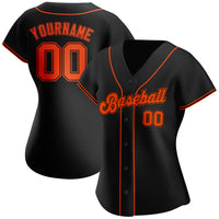 Custom Baseball Jersey, Black Orange Sportswear Jersey Shirt, Athletic Button Down Moisture Wicking Jersey, Casual Gift for Men, Style Black0104