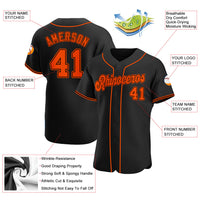 Custom Baseball Jersey, Black Orange Sportswear Jersey Shirt, Athletic Button Down Moisture Wicking Jersey, Casual Gift for Men, Style Black0104