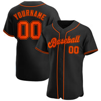 Custom Baseball Jersey, Black Orange Sportswear Jersey Shirt, Athletic Button Down Moisture Wicking Jersey, Casual Gift for Men, Style Black0104