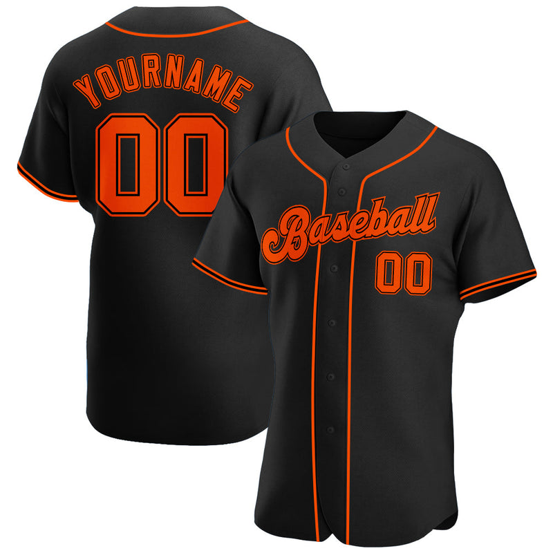 Custom Baseball Jersey, Black Orange Sportswear Jersey Shirt, Athletic Button Down Moisture Wicking Jersey, Casual Gift for Men, Style Black0104