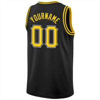 Custom Basketball Jersey, Black Gold White Sportswear Jersey Shirt, Athletic Mesh Moisture Wicking Jersey, Casual Gift for Men