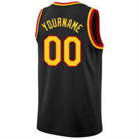 Custom Basketball Jersey, Black Gold Red Sportswear Jersey Shirt, Athletic Mesh Moisture Wicking Jersey, Casual Gift for Men