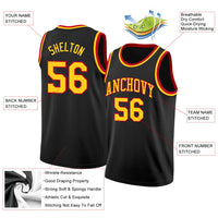 Custom Basketball Jersey, Black Gold Red Sportswear Jersey Shirt, Athletic Mesh Moisture Wicking Jersey, Casual Gift for Men