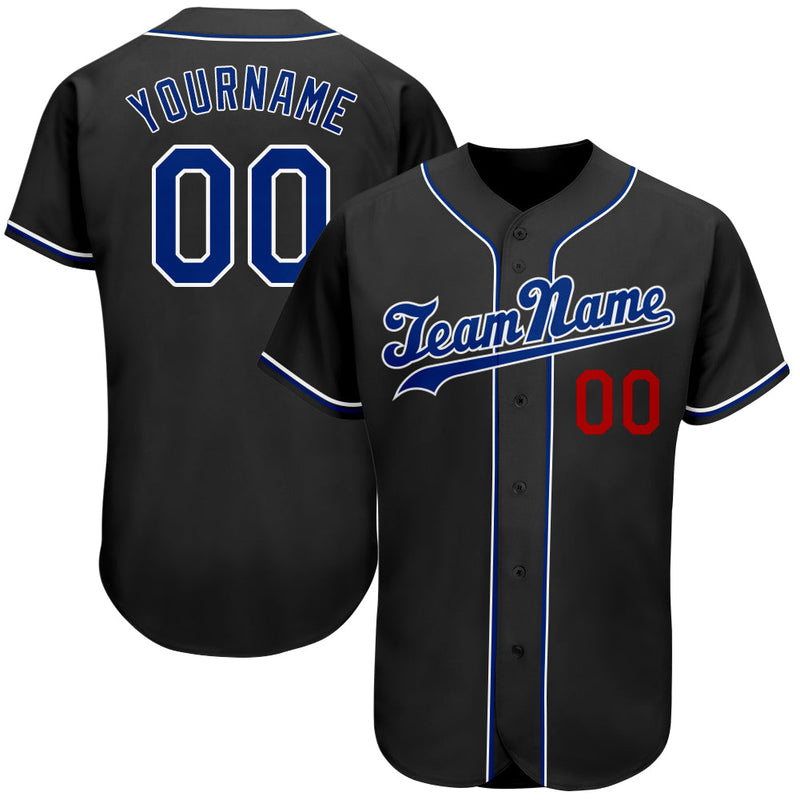 Custom Baseball Jersey, Black Royal Red Sportswear Jersey Shirt, Athletic Button Down Moisture Wicking Jersey, Casual Gift for Men