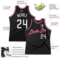 Custom Basketball Jersey, Black White Red Authentic Sportswear Jersey Shirt, Athletic Mesh Moisture Wicking Jersey, Casual Gift for Men