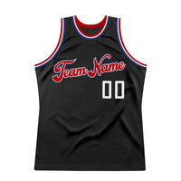 Custom Basketball Jersey, Black White Red Authentic Sportswear Jersey Shirt, Athletic Mesh Moisture Wicking Jersey, Casual Gift for Men