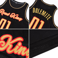 Custom Basketball Jersey, Black Old Gold Red Authentic Sportswear Jersey Shirt, Athletic Mesh Moisture Wicking Jersey, Casual Gift for Men