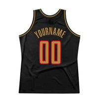 Custom Basketball Jersey, Black Old Gold Red Authentic Sportswear Jersey Shirt, Athletic Mesh Moisture Wicking Jersey, Casual Gift for Men