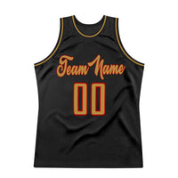 Custom Basketball Jersey, Black Old Gold Red Authentic Sportswear Jersey Shirt, Athletic Mesh Moisture Wicking Jersey, Casual Gift for Men