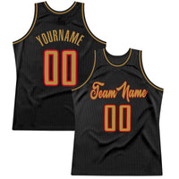 Custom Basketball Jersey, Black Old Gold Red Authentic Sportswear Jersey Shirt, Athletic Mesh Moisture Wicking Jersey, Casual Gift for Men