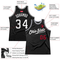 Custom Basketball Jersey, Black White Red Sportswear Jersey Shirt, Athletic Mesh Moisture Wicking Jersey, Casual Gift for Men, Style Black0322