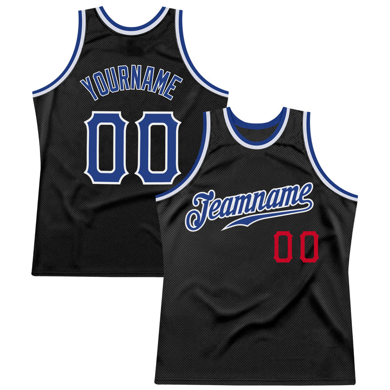 Custom Basketball Jersey, Black Royal Red Throwback Sportswear Jersey Shirt, Athletic Mesh Moisture Wicking Jersey, Casual Gift for Men