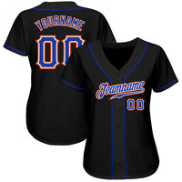 Custom Baseball Jersey, Black Royal Orange Sportswear Jersey Shirt, Athletic Button Down Moisture Wicking Jersey, Casual Gift for Men