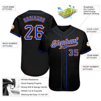 Custom Baseball Jersey, Black Royal Orange Sportswear Jersey Shirt, Athletic Button Down Moisture Wicking Jersey, Casual Gift for Men