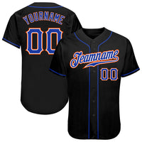 Custom Baseball Jersey, Black Royal Orange Sportswear Jersey Shirt, Athletic Button Down Moisture Wicking Jersey, Casual Gift for Men