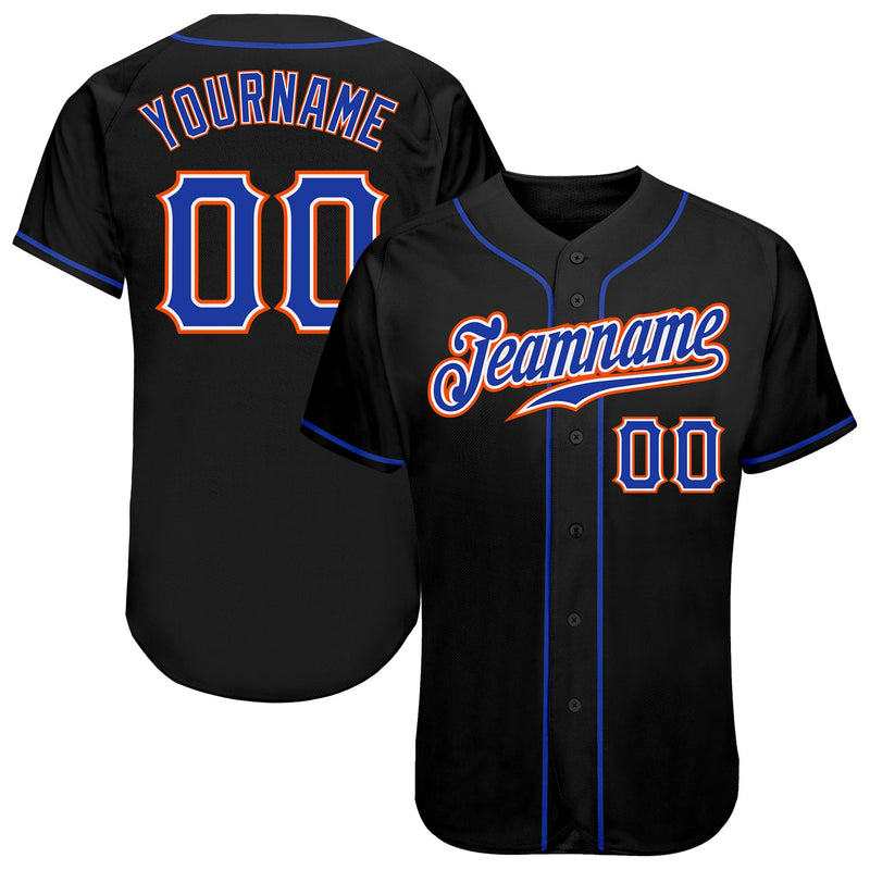 Custom Baseball Jersey, Black Royal Orange Sportswear Jersey Shirt, Athletic Button Down Moisture Wicking Jersey, Casual Gift for Men