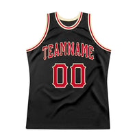 Custom Basketball Jersey, Black Red Cream Throwback Sportswear Jersey Shirt, Athletic Mesh Moisture Wicking Jersey, Casual Gift for Men