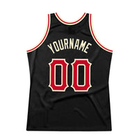 Custom Basketball Jersey, Black Red Cream Throwback Sportswear Jersey Shirt, Athletic Mesh Moisture Wicking Jersey, Casual Gift for Men