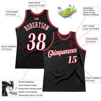 Custom Basketball Jersey, Black White Red Sportswear Jersey Shirt, Athletic Mesh Moisture Wicking Jersey, Casual Gift for Men, Style Black0339