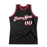 Custom Basketball Jersey, Black White Red Sportswear Jersey Shirt, Athletic Mesh Moisture Wicking Jersey, Casual Gift for Men, Style Black0339