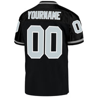 Custom Football Jersey, Black Silver White Sportswear Jersey Shirt, Athletic Mesh Moisture Wicking Jersey, Casual Gift for Men, Style Black0415