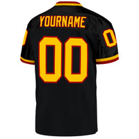 Custom Football Jersey, Black Gold Red Sportswear Jersey Shirt, Athletic Mesh Moisture Wicking Jersey, Casual Gift for Men, Style Black0416