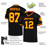 Custom Football Jersey, Black Gold Red Sportswear Jersey Shirt, Athletic Mesh Moisture Wicking Jersey, Casual Gift for Men, Style Black0416