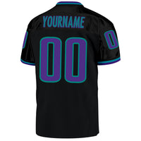 Custom Football Jersey, Black Purple Aqua Sportswear Jersey Shirt, Athletic Mesh Moisture Wicking Jersey, Casual Gift for Men