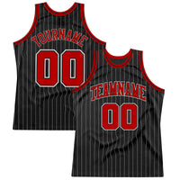 Custom Basketball Jersey, Black White Red Sportswear Jersey Shirt, Athletic Mesh Moisture Wicking Jersey, Casual Gift for Men, Style Black0489