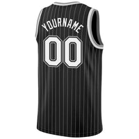 Custom Basketball Jersey, Black White Gray Pinstripe Sportswear Jersey Shirt, Athletic Mesh Moisture Wicking Jersey, Casual Gift for Men
