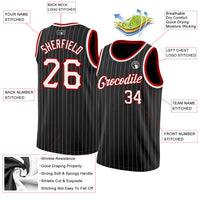 Custom Basketball Jersey, Black White Red Sportswear Jersey Shirt, Athletic Mesh Moisture Wicking Jersey, Casual Gift for Men, Style Black0498
