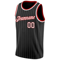 Custom Basketball Jersey, Black White Red Sportswear Jersey Shirt, Athletic Mesh Moisture Wicking Jersey, Casual Gift for Men, Style Black0498
