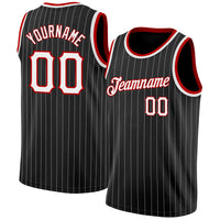Custom Basketball Jersey, Black White Red Sportswear Jersey Shirt, Athletic Mesh Moisture Wicking Jersey, Casual Gift for Men, Style Black0498