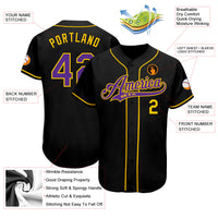 Custom Baseball Jersey, Black Purple Gold Sportswear Jersey Shirt, Athletic Button Down Moisture Wicking Jersey, Casual Gift for Men