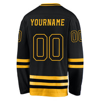 Custom Hockey Jersey, Black Gold Sportswear Jersey Shirt, Athletic Long Sleeve V Neck Jersey, Casual Gift for Men, Style Black0543