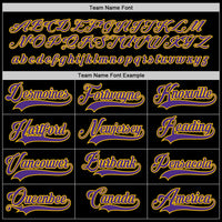 Custom Hockey Jersey, Black Purple Gold Sportswear Jersey Shirt, Athletic Long Sleeve V Neck Jersey, Casual Gift for Men, Style Black0593
