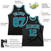 Custom Basketball Jersey, Black Teal White Throwback Sportswear Jersey Shirt, Athletic Mesh Moisture Wicking Jersey, Casual Gift for Men