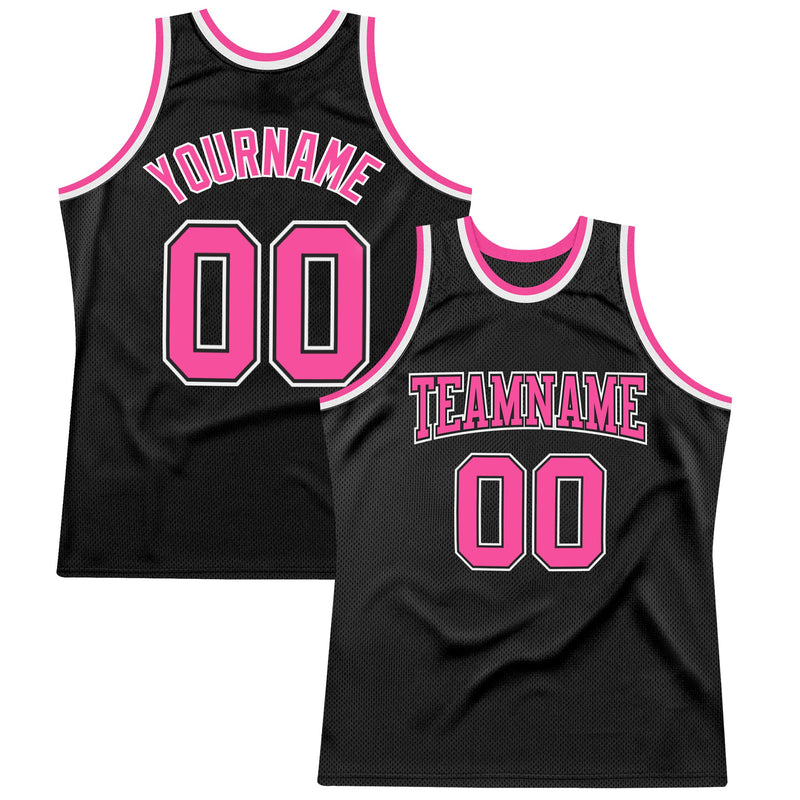 Custom Basketball Jersey, Black Pink White Throwback Sportswear Jersey Shirt, Athletic Mesh Moisture Wicking Jersey, Casual Gift for Men