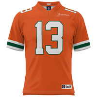Miami Hurricanes Football Jersey, Orange Sportswear Jersey Shirt, Lightweight Breathable Athletic Jersey, Casual Gift for Men, Style 200885984