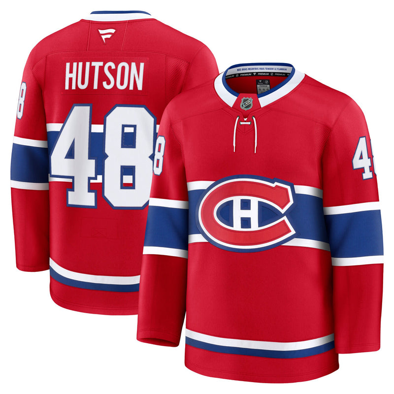Lane Hutson Montreal Canadiens Hockey Jersey, Red Premium Home Sportswear Jersey Shirt, Long Sleeve Hockey Sweater Jersey, Casual Gift for Men