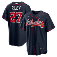 Austin Riley Atlanta Braves Baseball Jersey, Navy Replica Sportswear Jersey Shirt, Lightweight Breathable Athletic Jersey, Casual Gift for Men