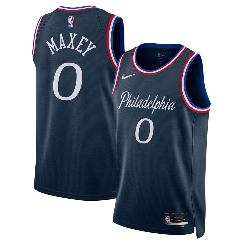 Tyrese Maxey Philadelphia 76ers Basketball Jersey, Navy Swingman Sportswear Jersey Shirt, Sleeveless Athletic Tank Jersey, Casual Gift for Men
