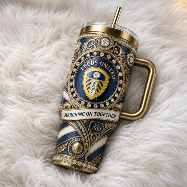 LUFC Heritage Crest - Ornate Navy and Gold Tumbler - main