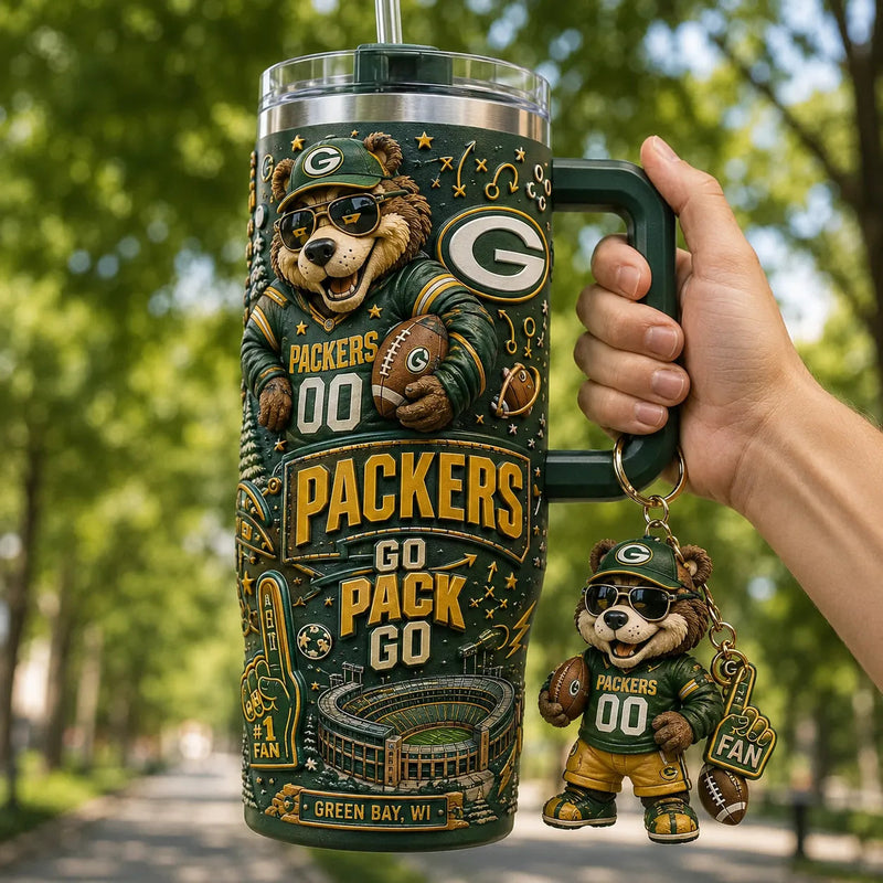 GB Green and Gold - Wraparound Fan Tumbler Composition