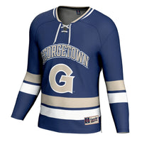 Georgetown Hoyas Hockey Jersey, Navy Sportswear Jersey Shirt, Long Sleeve Hockey Sweater Jersey, Casual Gift for Men