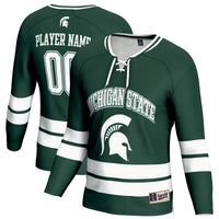 Michigan State Spartans Hockey Jersey, Green Sportswear Jersey Shirt, Long Sleeve Hockey Sweater Jersey, Casual Gift for Men, Style 202918032