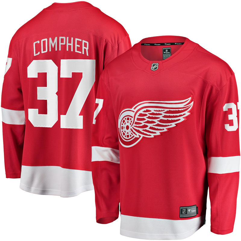 J.T. Compher Detroit Red Wings Hockey Jersey, Breakaway Home Sportswear Jersey Shirt, Long Sleeve Hockey Sweater Jersey, Casual Gift for Men