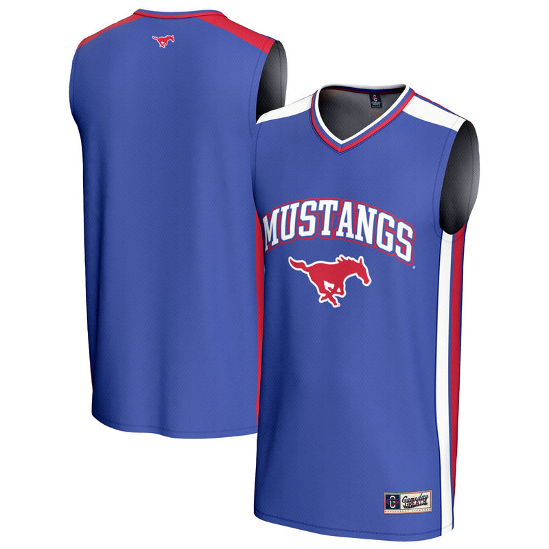 SMU Mustangs Basketball Jersey, Royal Sportswear Jersey Shirt, Sleeveless Athletic Tank Jersey, Casual Gift for Men