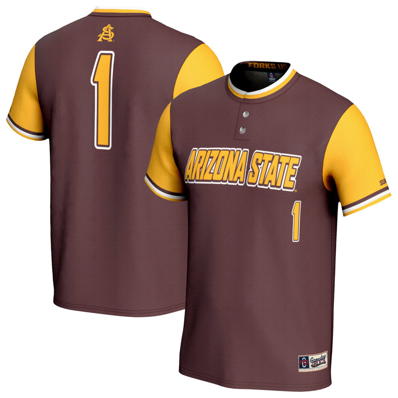 Arizona State Sun Devils Softball Jersey, Maroon Fashion Sportswear Jersey Shirt, Lightweight Breathable Athletic Jersey, Casual Gift for Men