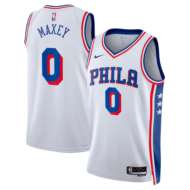 Tyrese Maxey Philadelphia 76ers Basketball Jersey, White Swingman Sportswear Jersey Shirt, Sleeveless Athletic Tank Jersey, Casual Gift for Men